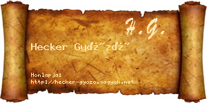 Hecker Győző névjegykártya